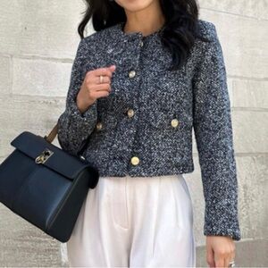 Abercrombie & Fitch Women's Tweed Cropped Jacket